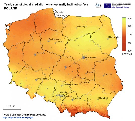 nasłonecznienie fotowoltaiczne dla Polski